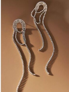 New! Silver Rhinestone Loop Drop Earrings (1045) NWOT